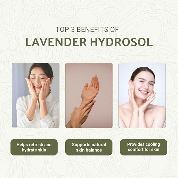 Lavender Hydrosol - Pure Steam Distilled Floral Water Spray for Face Toner, Facial Mist & DIY Skincare - Lavandula Angustifolia Hydrating Skin Refresher & Linen Spray - 100% Natural 16oz 2packs