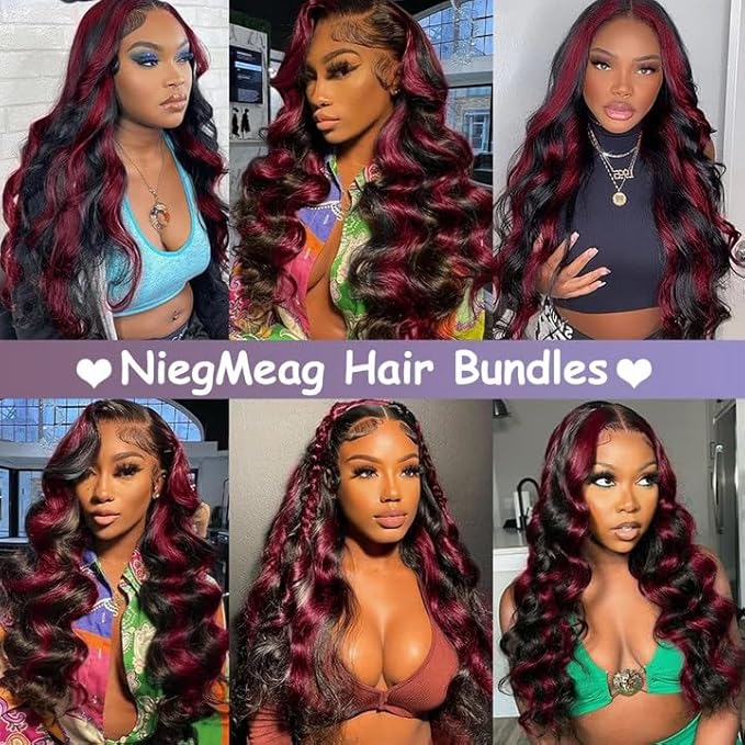 99j Bundles Human Hair P1B99j Body Wave Bundles 2 Tone Black and Burgundy Bundle 20 22 24 Inch Peruvian Unprocessed Virgin Remy Hair Extensions