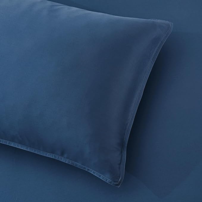 Luxury Bamboo Market | Queen Envelope Pillowcase Set | 100% Viscose Made from Bamboo | Organically Grown | Ultra Soft | Cooling | 2pcs [Midnight Blue]