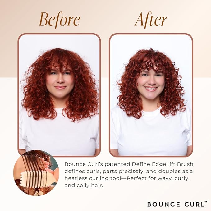 Bounce Curl Define EdgeLift Brush, 5-in-1 Tool for Effortlessly Defined Curls, Waves & Coils, Reduces Frizz - Tan