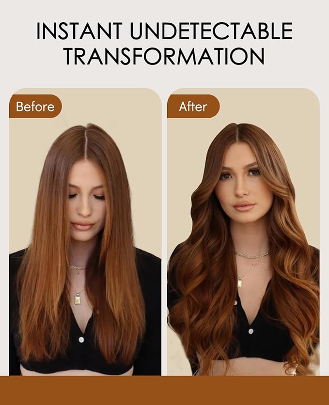 VINBAO Invisi Edge Tape in Hair Extensions Auburn Ginger 55g 20in 20pcs Injection Tape in Extensions Human Hair Seamless Injected Tape 20inch #33