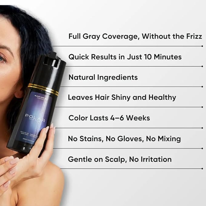 Polar Haircare - Hair Dye Shampoo Light Brown for Gray Hair for Women & Men - Natural Semi Permanent Hair Color Shampoo - Vegan Coloring Shampoo for Gray Hair - Gentle Hair Shampoo Dye 6.76 Fl Oz