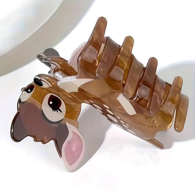 Deer Hair Clips for Women Christmas Reindeer Hair Claw Clips Cute Strong Hold Brown Fawn Hair Jaw Clip Non-slip Animal Hair Barrettes Christmas Holiday Hair Accessories for Thick Thin Hair Decoration