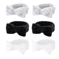 Casoty 6 Pcs Hair Band, Soft Coral Fleece Spa Headbands for Washing Face, Bow Hair Band, Makeup Headband, Skincare Headbands, Yoga, One Size Fits All, Grey, White, Black