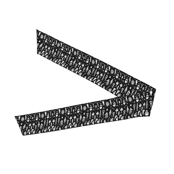 Men's Women Halloween Goth Gothic Raven Crow Skull Sun Moon Tattoos Sports Sweatband Boho Style Lovely Head Ribbon Headdress for Yoga Athletic Spa