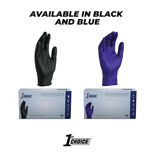1st Choice Nitrile Disposable Gloves, Large Nitrile Gloves, Disposable Latex Free Exam Gloves, 2 Boxes of 100, 3 Mil, Indigo