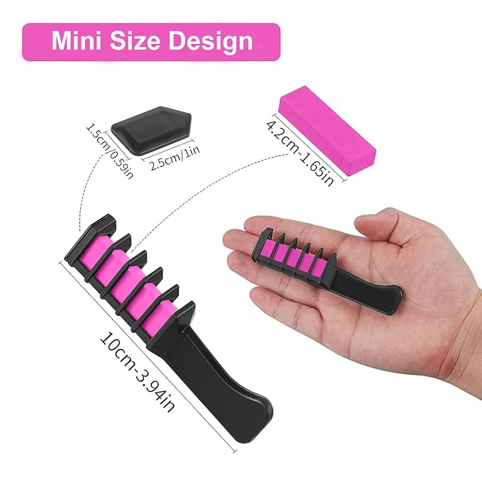 MSDADA New Hair Chalk Comb Temporary Hair Color Dye for Girls Kids with Light Color Hair, Washable Hair Chalk for Girls Age 4 5 6 7 8 9 10 Birthday Cosplay DIY, Easter Stocking Suffer (Pink)
