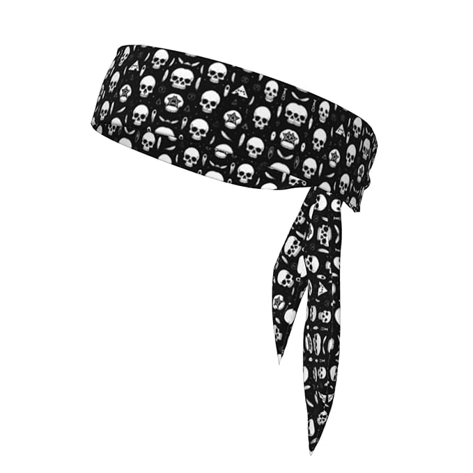 Boys Girls Goth Raven Crow Skull Moon Star Gothic Witch Magic Spirit Board Sports Sweat Bands Boho Style Beauty Skinny Hair Band Headdress for Sports Fitness Shower