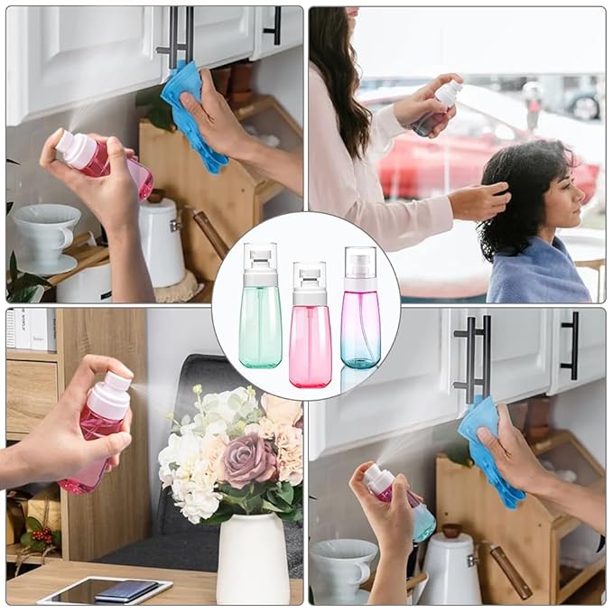 Cosywell Travel Spray Bottle TSA Approved 3.4oz 100ml 3 Pack Leak Proof Fine Mist Spray Bottles Empty Plastic Refillable Spray Bottle for Perfume Essential Oils Toners Rose Water Cosmetics (3color)