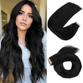 Human Hair Tape in Extensions Jet Black 14 Inch 20pcs Seamless Skin Weft Tape in Hair Extensions Double Sided Remy Invisible Tape in Hair Extensions Human Hair Straight (1#,14 Inch)