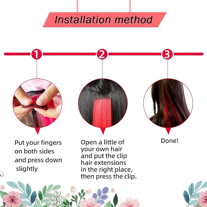 Purple Hair Extensions Clip in, 22 Inch 10 Pieces Long Straight Colored, for Kids Girls Women Highlight Party, Synthetic