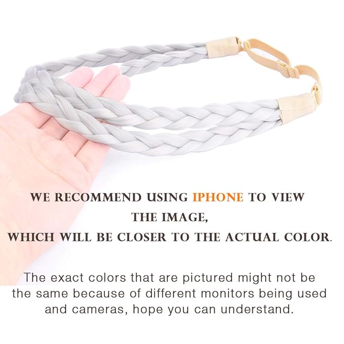 DIGUAN Double Three Strand Synthetic Hair Braided Headband Hairpiece Extension Women Girl Beauty accessory (Light Gray)