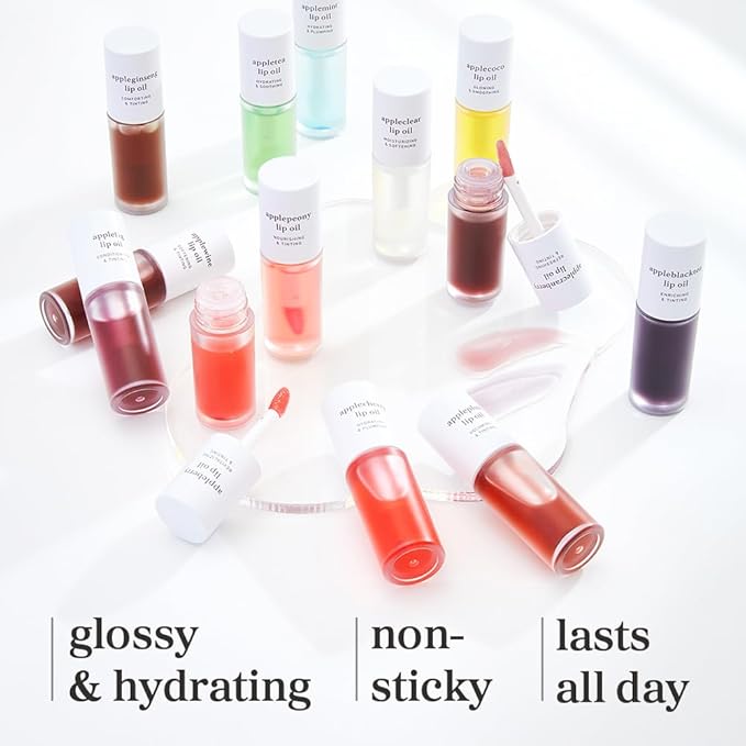 NOONI Korean Lip Oil - Applecoco | Long-Lasting, Moisturizing, Plumping, Revitalizing for Dry Lips, Waterproof, No Peel Off, Hydrating, Stocking Stuffers, Preppy Stuff, 0.12 FL Oz