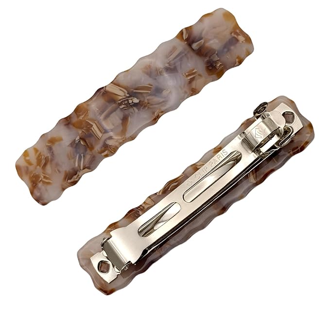Hair Clips for Women,3.5 Inch Acetate Medium Hair Claw Clips for Women Thin Thick Curly Hair,Strong Hold No Slip Grip,French Classic Multicolor Barrettes Hair （Amber Brown Oblong）