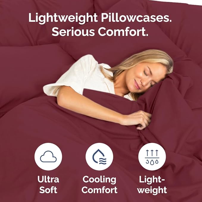 King Pillow Cases Set of 8 - Ultra Soft Hotel Quality Pillowcase Covers - Comfy & Wrinkle Free - Shrink, Stain & Fade Resistant - Easy-Care, Machine Washable Pillow Protectors - 8 Piece Set - Burgundy
