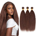 Color 4 Kinky Straight Bundles Brown Human Hair Bundle 20 22 24 Inch Niegmeag Peruvian Virgin Soft and Sikly Remy Hair Extensions Dark Brown Yaki Bundles