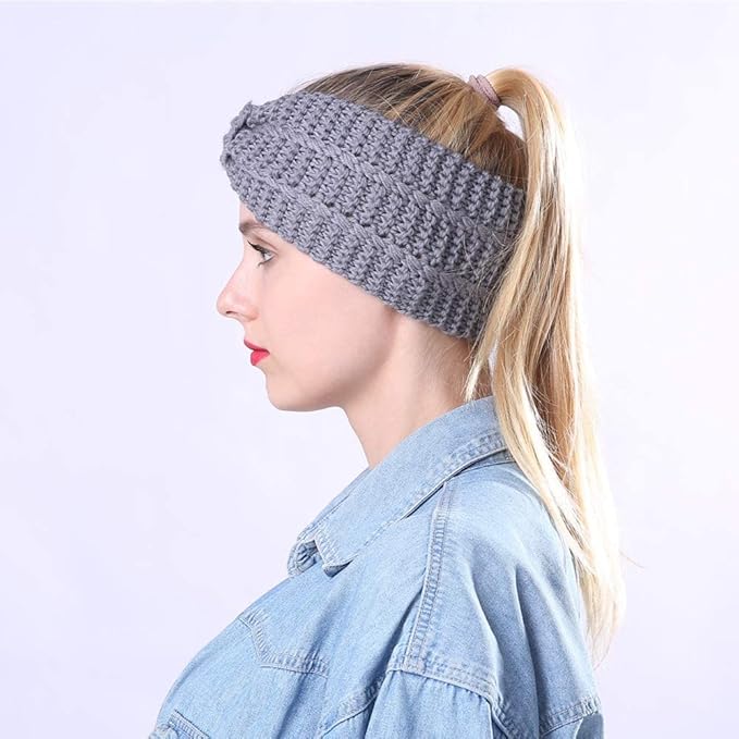 DRESHOW Knit Crochet Headband for Women Ear Warmer Soft Turban Stretch Warmer Headbands Winter Fashion Head Wrap