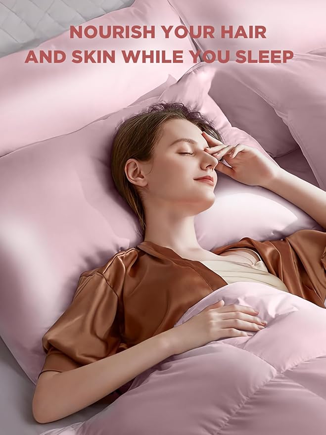 Mulberry Silk Pillowcase for Hair and Skin, SGMSILK 22 Momme Natural Silk Pillow Cases with Zipper, 6A Soft and Smooth Single Sided Pure Silk Pillow Cover (Soft Pink, King 20"x36")