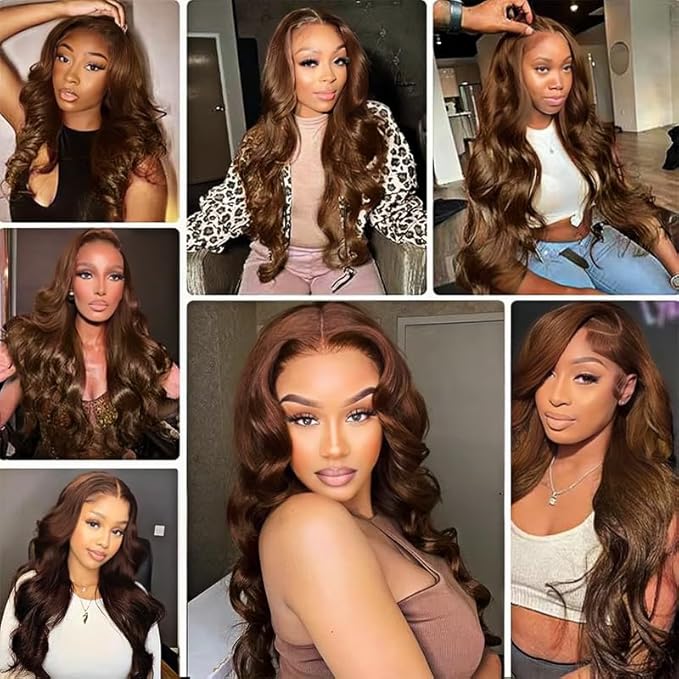 Brown Bundles Human Hair Color 4 Body Wave Bundle Niegmeag Virgin Soft and Silky Remy Hair 3 Bundles 26 28 30 Inch Double Weft Chocolate Brown Body Wave Bundle Hair Weave 150g