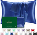 Mulberry Silk Pillowcase for Hair and Skin, SGMSILK 22 Momme Natural Silk Pillow Cases with Zipper, 6A Soft and Smooth Single Sided Pure Silk Pillow Cover (Royal Blue, King 20"x36")