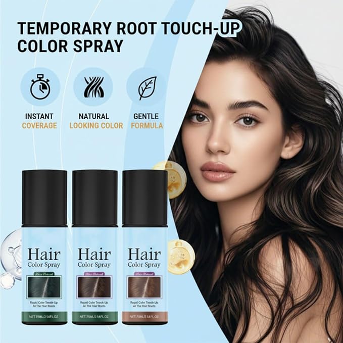 Temporary Root Touch Up Spray,Temporary Root Touch Up Hair Color Spray,Instant Covers Grey Hair (Dark Brown)