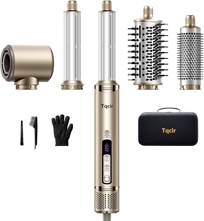 5-in-1 Professional Hair Dryer Brush, Powerful Multi-Styler with Auto-Wrap Curlers, Fast Drying Curling Straightening Volumizing Without Heat Damage, Storage Case Best Gift for Girl/Women