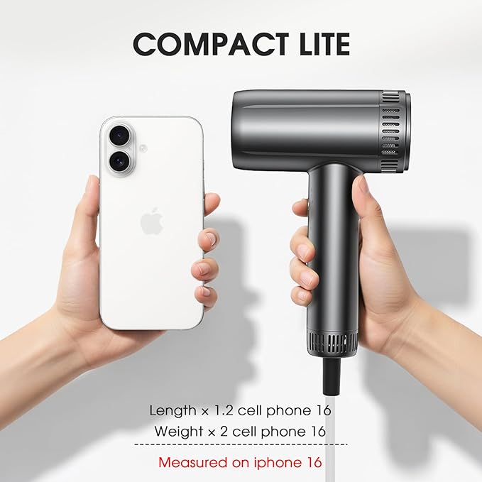 Hair Dryer with Magnetic Diffuser Attachments, Professional High Speed Ionic Blow Dryer for Fast Drying,9 Heat & 2 Speed Settings,Auto Clean and Cool Shot,Compact Hair Blow Dryer for Travel,Salon,Home