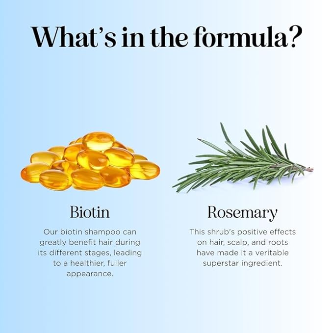 Rosemary and Biotin Shampoo for Thinning Hair - Vegan Volumizing Shampoo for Fine Hair with B Vitamins Argan Oil & Tea Tree Essential Oil - Paraben Silicone and Sulfate Free Vegan Formula (16 Fl Oz)