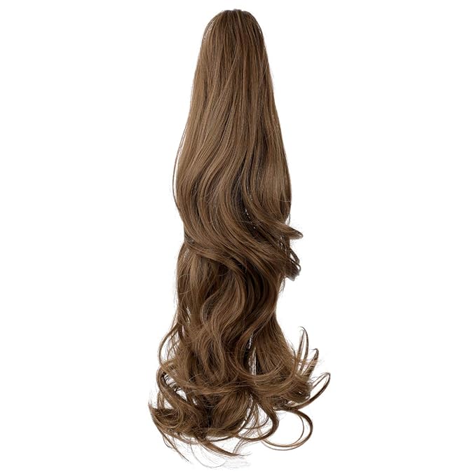 Claw Clip Ponytail Extension 18" Clip in Wavy Ponytail Hair Extensions Long Pony Tails for Women Extensions Light Chestnut Brown