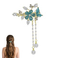 Camellia Flower Hair Clips for Women Vintage Pearl Tassel Barrettes Wedding Birthday Mother's Day Hair Decoration