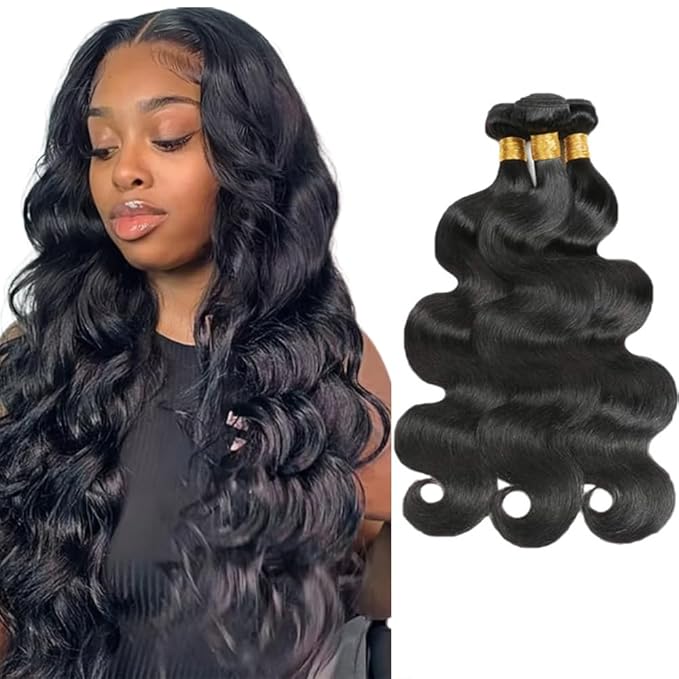 Bundles Human Hair Color 1B Body Wave Bundle Brazilian Virgin Soft and Silky Remy Hair 3 Bundles 16 18 20 Inch Double Weft Natural Black Body Wave Bundle Hair Weave 300g
