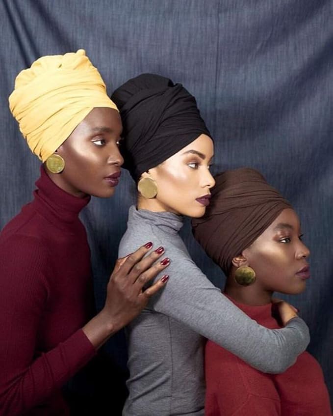 Harewom Head Wraps for Black Women Stretch Head Scarf Long African Hair Wraps Turban Headwraps Jersey Headbands