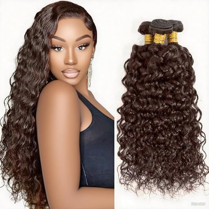 Brown Bundles Human Hair Chocolate Brown Water Wave Bundles 16 18 20 Inch Niegmeag Brazilian Virgin Remy Hair Extensions Color 4 Water Wave Bundle 150g