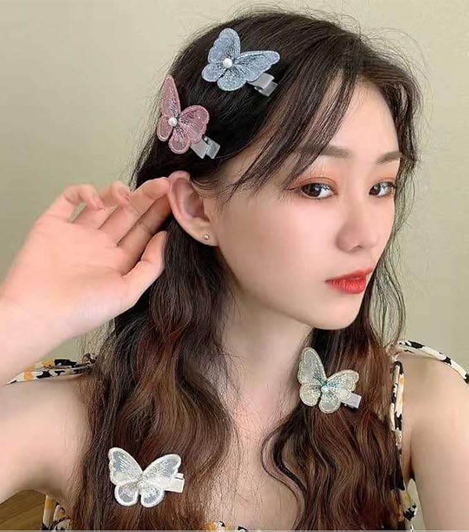 WHITEBRIDGE 12pcs Colorful Butterflies Barrettes Hair Clips for Hair Decoration - Colorful Butterfly Hair Clips For Women Girls.