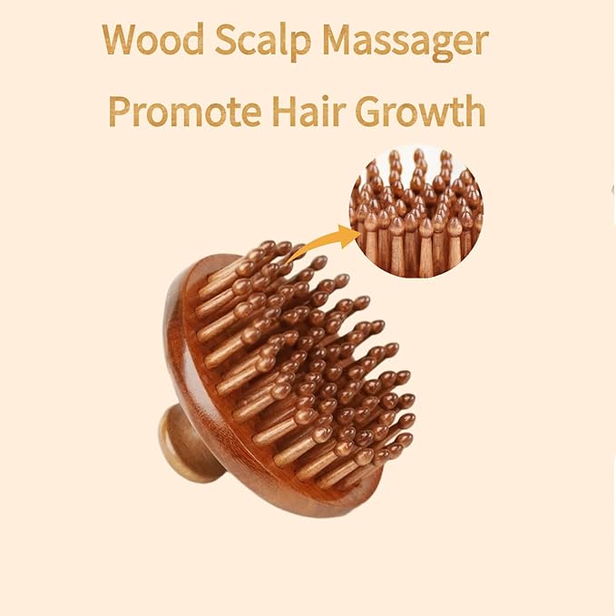Fine teeth wood comb | wooden scalp massager hair growth | head massager scalp stress relax | hair brush