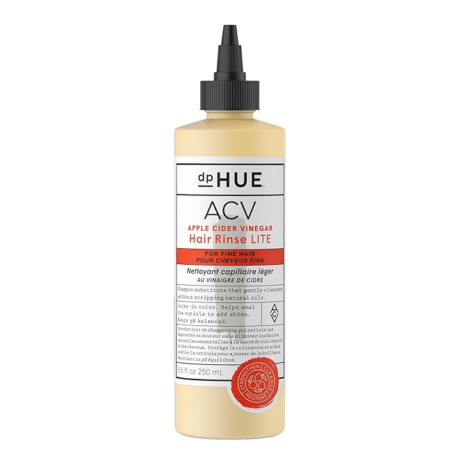 dpHUE Apple Cider Vinegar Hair Rinse Lite, 8.5 oz - Shampoo Alternative, Scalp Cleanser & Post Workout Rinse - Won’t Weigh Fine Hair Down - Removes Buildup & Sweat