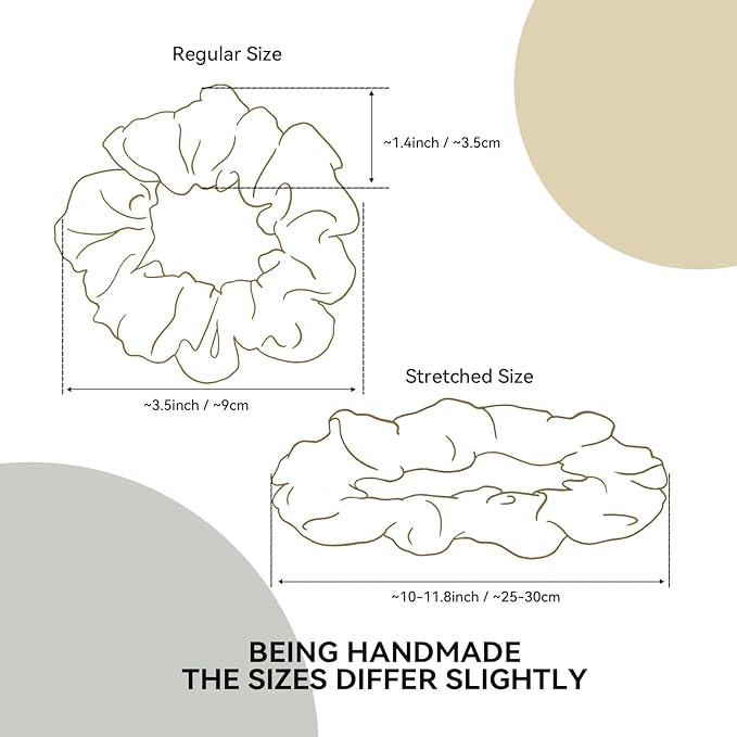 22 Momme 100% Mulberry Silk Scrunchies (2 Pack, Black), Well-Hold Elastic for No-Damage, Soft Hair Ties, 6A Grade, OEKO-TEX Certified, Reduces Frizz & Breakage
