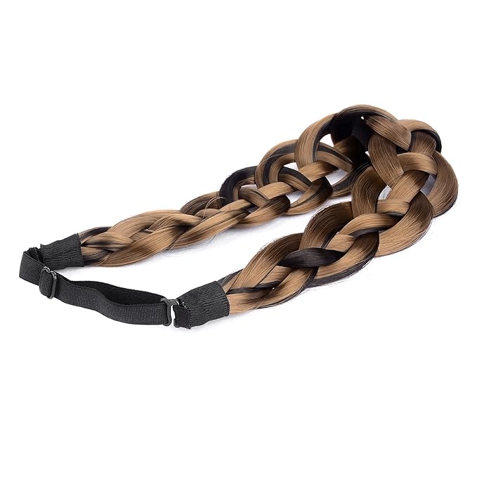 DIGUAN Hollow out Synthetic Hair Braided Headband Hairpiece Women Girl Beauty accessory for Women (Chocolate Toast)