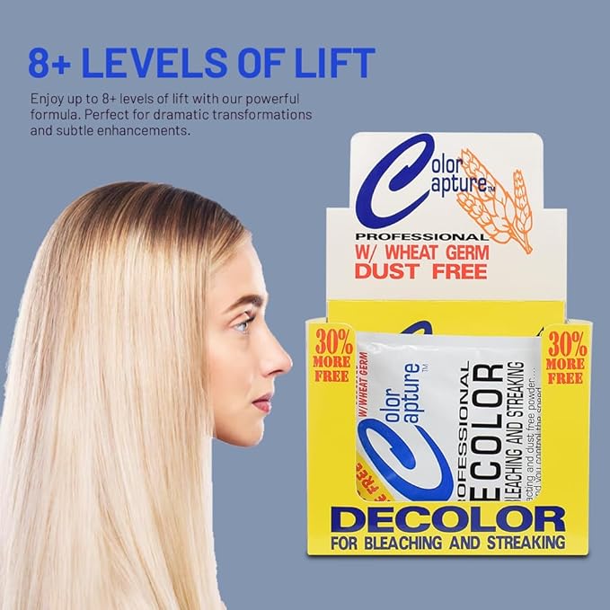 Decolor - Hair Bleach Powder for Bleaching & Streaking, Blue (1.3 Oz Pack of 12)