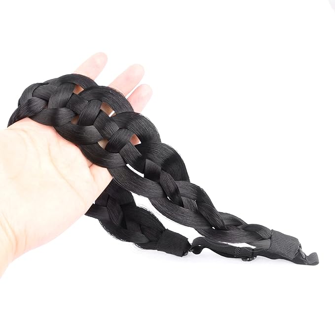 DIGUAN Hollow out Synthetic Hair Braided Headband Hairpiece Women Girl Beauty accessory for Women (Natural Black)