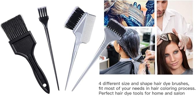 PERFEHAIR Hair Dye Brush Set -4 Pack, Hair Color Applicator Balayage Highlight Tint Brushes Comb Kit-Different Size