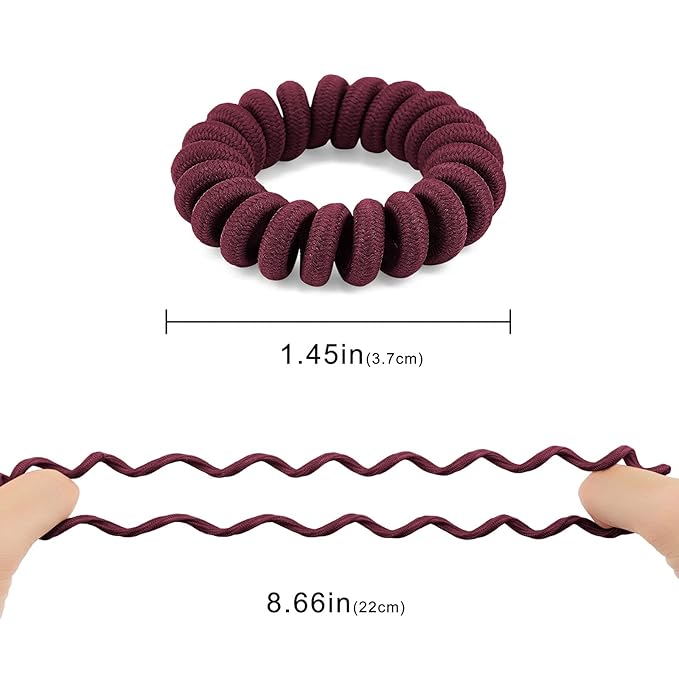 Spiral Hair Ties (Cloth Rose, 12 Pcs) - Coil Ponytail Holders for Thick & All Hair Types, No Crease Phone Cord Design