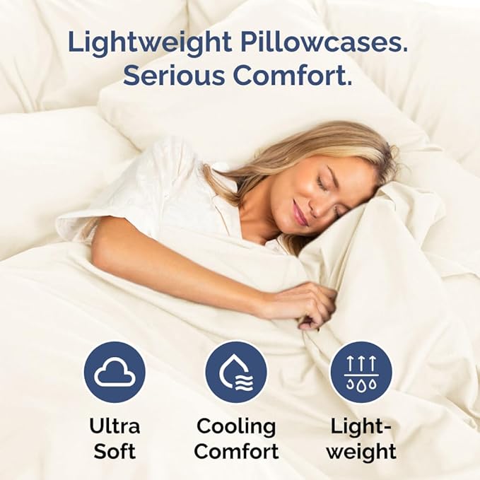 King Pillow Cases Set of 2 - Ultra Soft Hotel Quality Pillowcase Covers - Comfy, Cozy & Wrinkle Free - Shrinkage, Stain & Fade Resistant - Machine Washable Pillow Protectors - 2 Piece Set - Off White