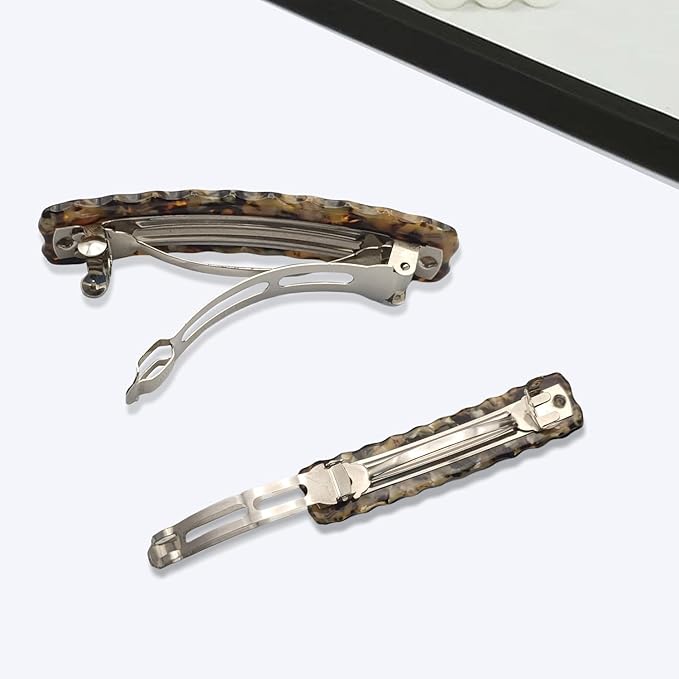 Hair Clips for Women,3.5 Inch Acetate Medium Hair Claw Clips for Women Thin Thick Curly Hair,Strong Hold No Slip Grip,French Classic Multicolor （Dark Brown Tortoiseshell Oblong）
