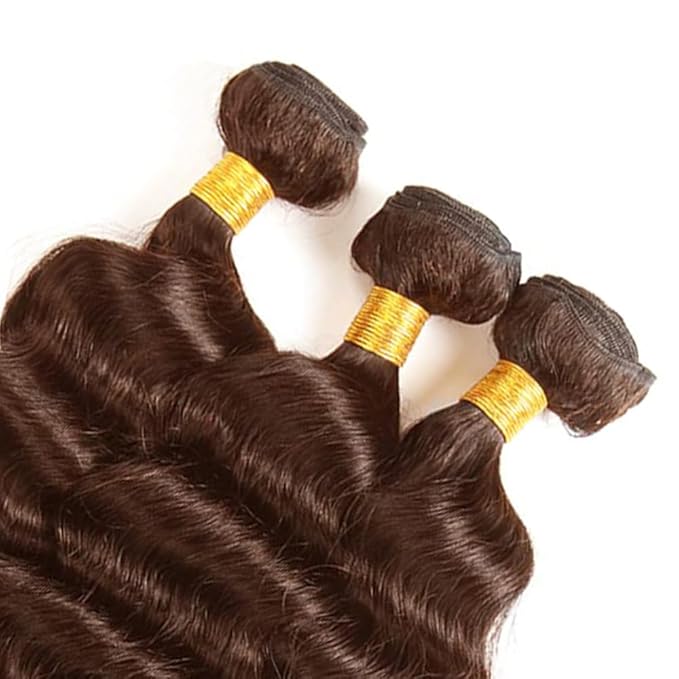 Brown Bundles Human Hair Color 4 Deep Wave Bundles 24 26 28 Inch Niegmeag Virgin Soft and Sikly Remy Hair Extensions Double Weft Color 4 Bundle Hair Weave