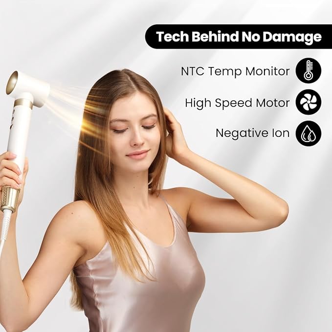 GLAMUP® 6 in 1 Hot Air Styler, Tight Grip, Powerful High Speed Dryer, Volumizer, Blow Dryer Brush, Curling Volumizing Hair Styler Gift Set with Travel Bag