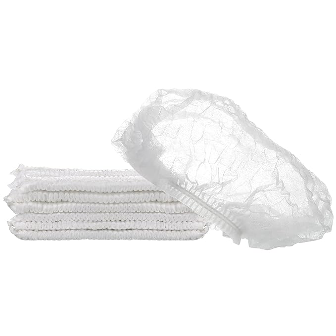 100 Pcs Disposable Nonwoven Bouffant Caps 21 Inch Hair Net Elastic Cap Hair Cover Hats for Beauty Salon Hospital Spa Catering Dust-free Workspace(White)