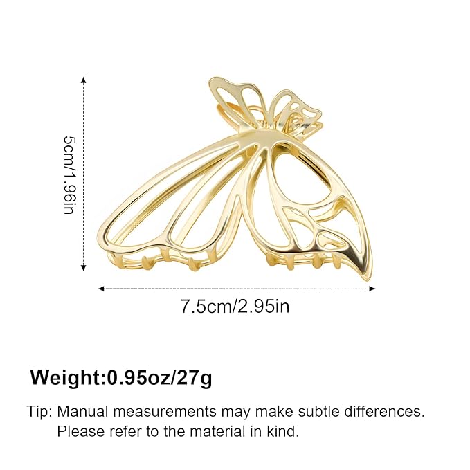 Gold Hair Clips for Women Flower and Double Row Small Claw Clips for Thin/Medium Fine Hair - Nonslip Jaw Clips
