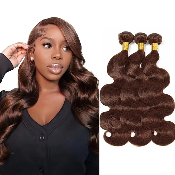 Chocolate Brown Bundles Human Hair Brown Body Wave Bundle Niegmeag Brazilian Virgin Remy Hair 3 Bundles 12 12 12 Inch Color 4 Body Wave Bundle 300g