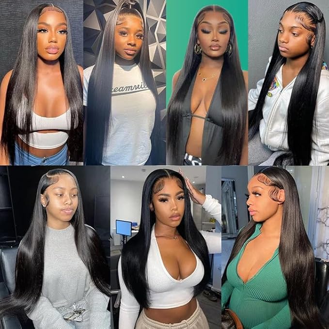 Human Hair Bundles Natural Black Straight Bundles 20 22 24 Inch Brazilian Virgin Remy Hair Extensions Niegmeag Double Weft Color 1B Straight Bundle Hair Weave 300g